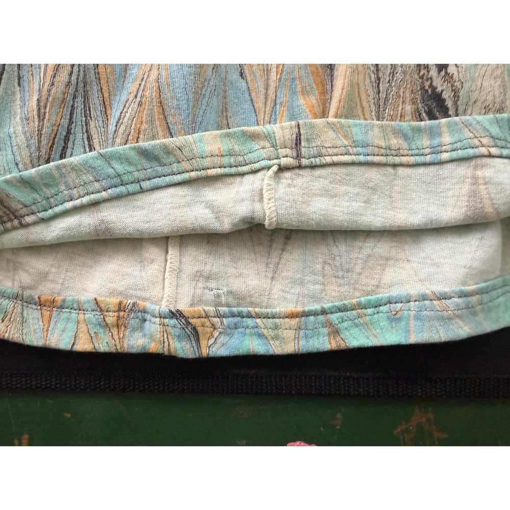 Shirleigh's Marbled Art Cotton Skirt Kids XL Blue Peach Handmade - Picture 3 of 9